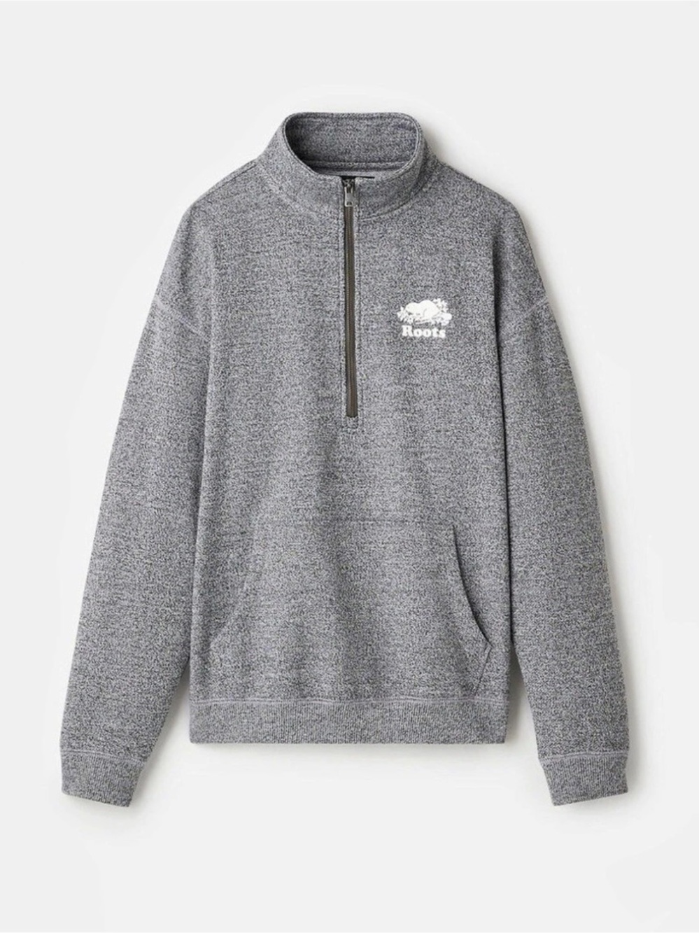 Roots Organic Cooper Relaxed Quarter Zip Stein S